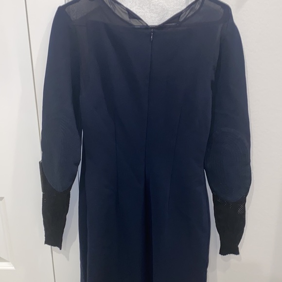 EUC Midi Philosophy Brand Fitted Midi Dress Size 6 Navy and Black - Picture 8 of 11